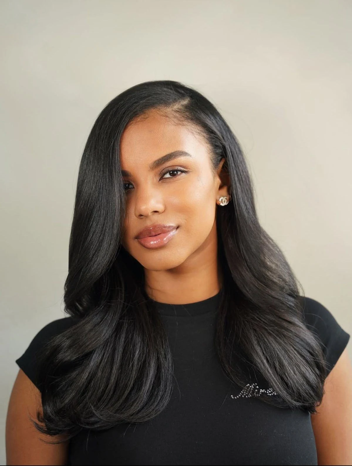 Absa client with sleek styled hair